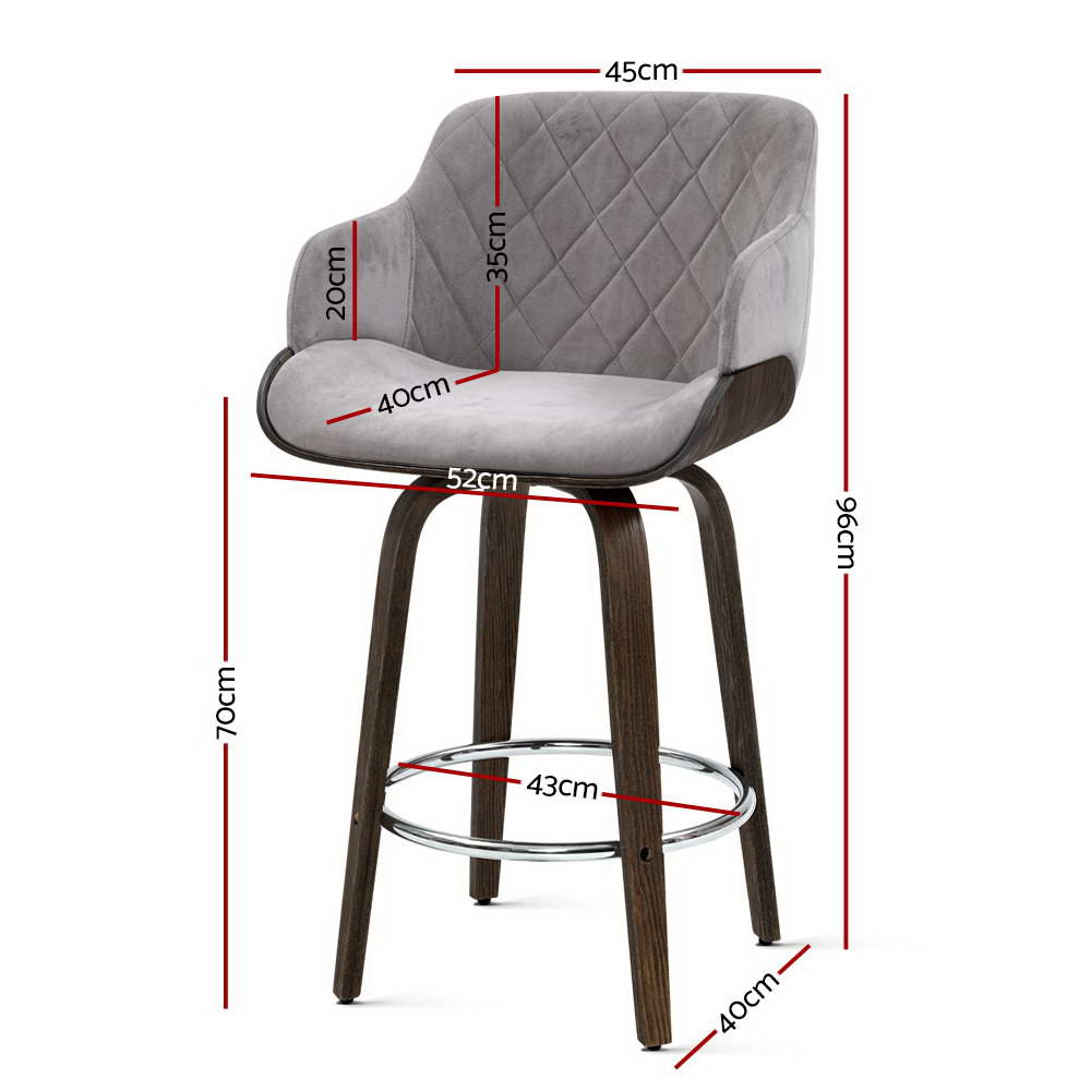 Table & Bar Stools: Artiss Bar Stools Swivel Velvet Padded Wooden