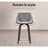 Table & Bar Stools: Artiss Bar Stools Swivel Velvet Padded Wooden