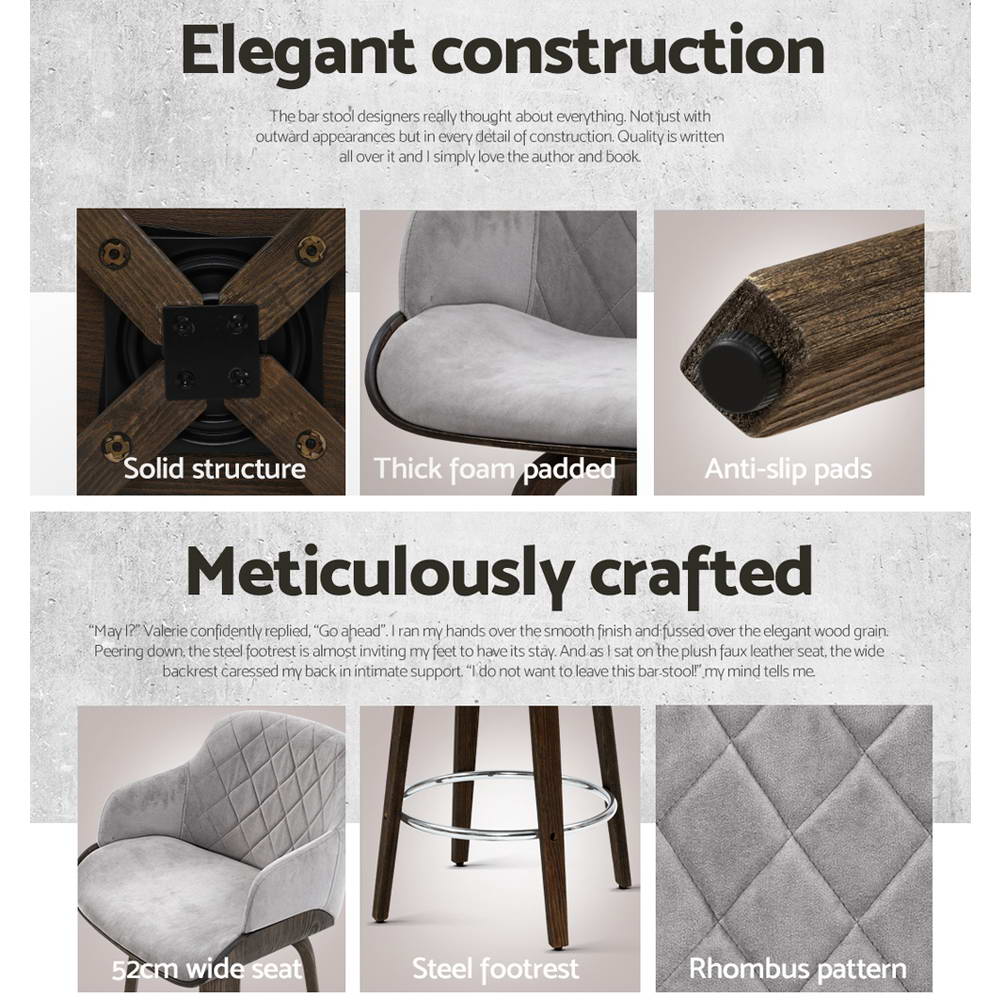 Table & Bar Stools: Artiss Bar Stools Swivel Velvet Padded Wooden