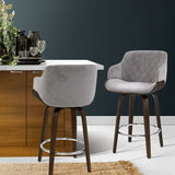 Table & Bar Stools: Artiss Bar Stools Swivel Velvet Padded Wooden