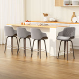 Table & Bar Stools: Artiss 4x Bar Stools Swivel Velvet Padded Wooden