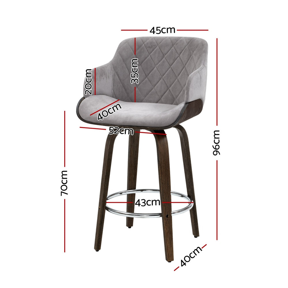 Table & Bar Stools: Artiss 4x Bar Stools Swivel Velvet Padded Wooden
