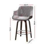 Table & Bar Stools: Artiss 4x Bar Stools Swivel Velvet Padded Wooden
