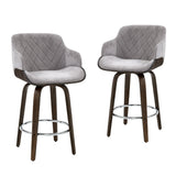 Table & Bar Stools: Artiss 4x Bar Stools Swivel Velvet Padded Wooden