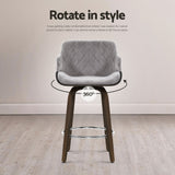 Table & Bar Stools: Artiss 4x Bar Stools Swivel Velvet Padded Wooden