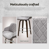Table & Bar Stools: Artiss 4x Bar Stools Swivel Velvet Padded Wooden