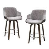 Table & Bar Stools: Artiss 4x Bar Stools Swivel Velvet Padded Wooden