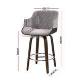 Artiss 4x Bar Stools Swivel Velvet Padded Wooden