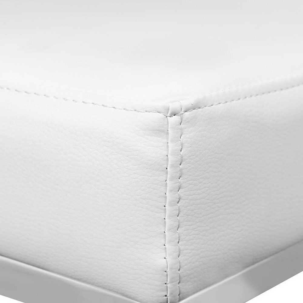 Table & Bar Stools: Artiss 2x Bar Stools Leather Padded Metal White