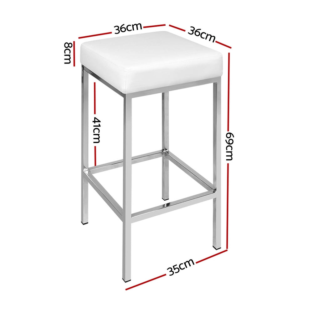 Table & Bar Stools: Artiss 4x Bar Stools Leather Padded Metal White