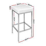 Table & Bar Stools: Artiss 4x Bar Stools Leather Padded Metal White