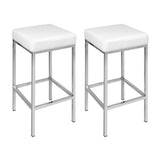 Table & Bar Stools: Artiss 4x Bar Stools Leather Padded Metal White