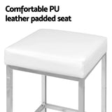 Table & Bar Stools: Artiss 4x Bar Stools Leather Padded Metal White