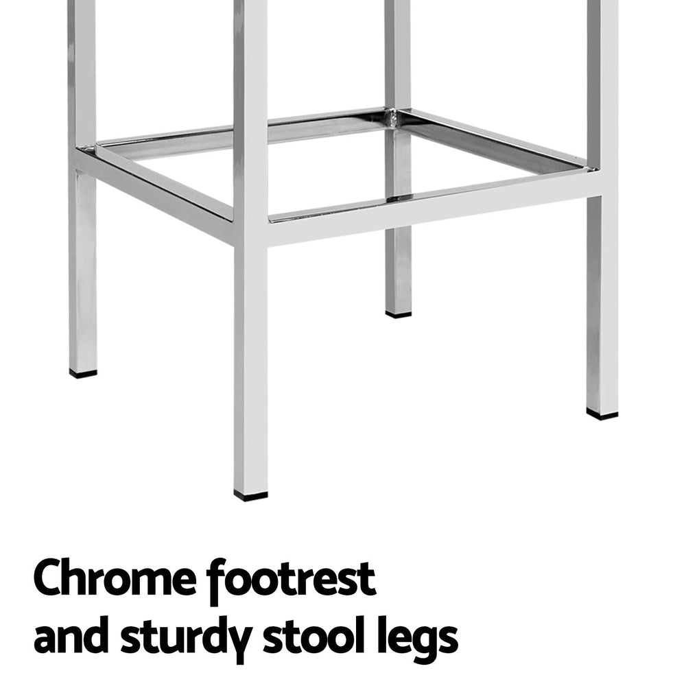 Table & Bar Stools: Artiss 4x Bar Stools Leather Padded Metal White