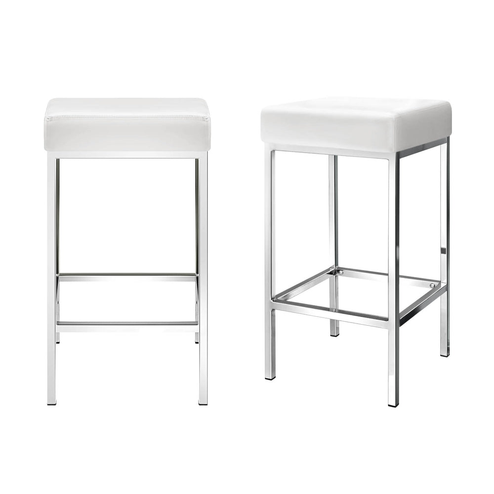 Table & Bar Stools: Artiss 4x Bar Stools Leather Padded Metal White
