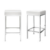 Table & Bar Stools: Artiss 4x Bar Stools Leather Padded Metal White