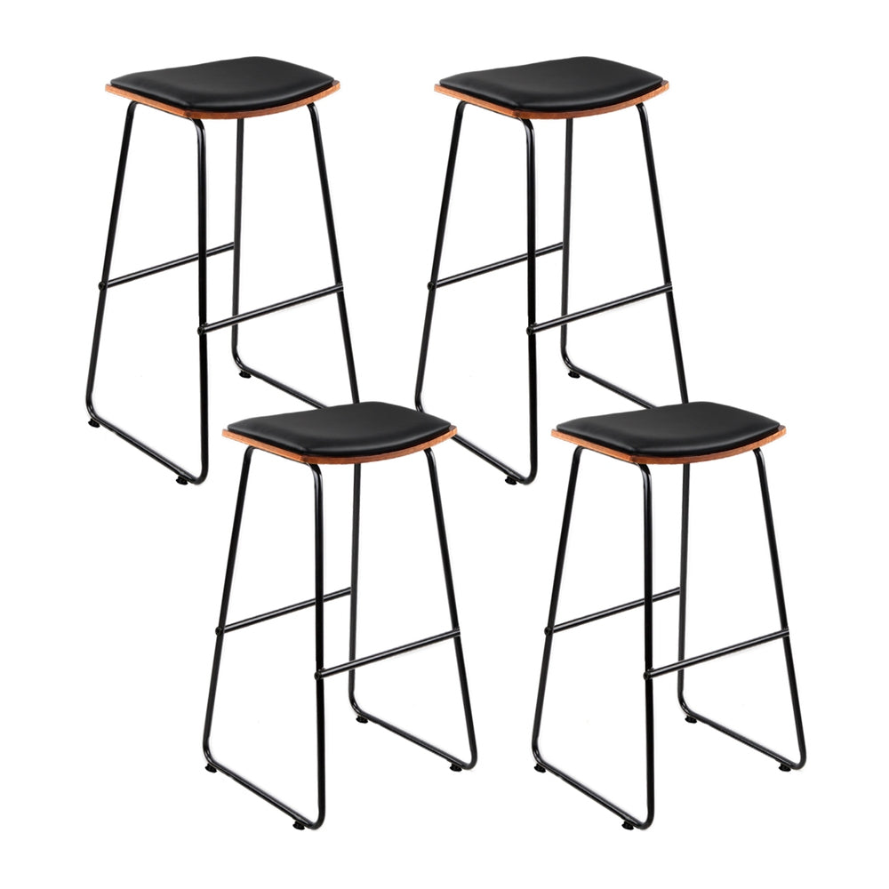 Table & Bar Stools: Artiss 4x Bar Stools Leather Padded Metal