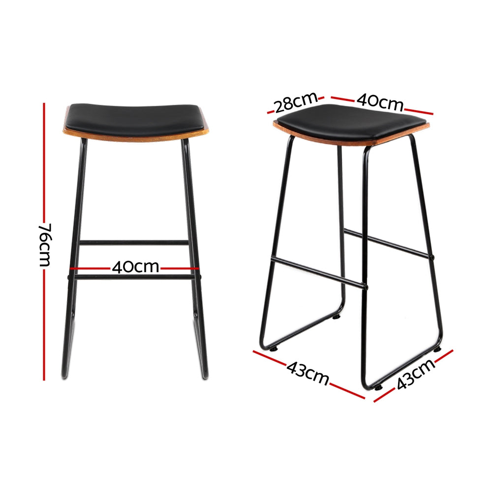 Table & Bar Stools: Artiss 4x Bar Stools Leather Padded Metal