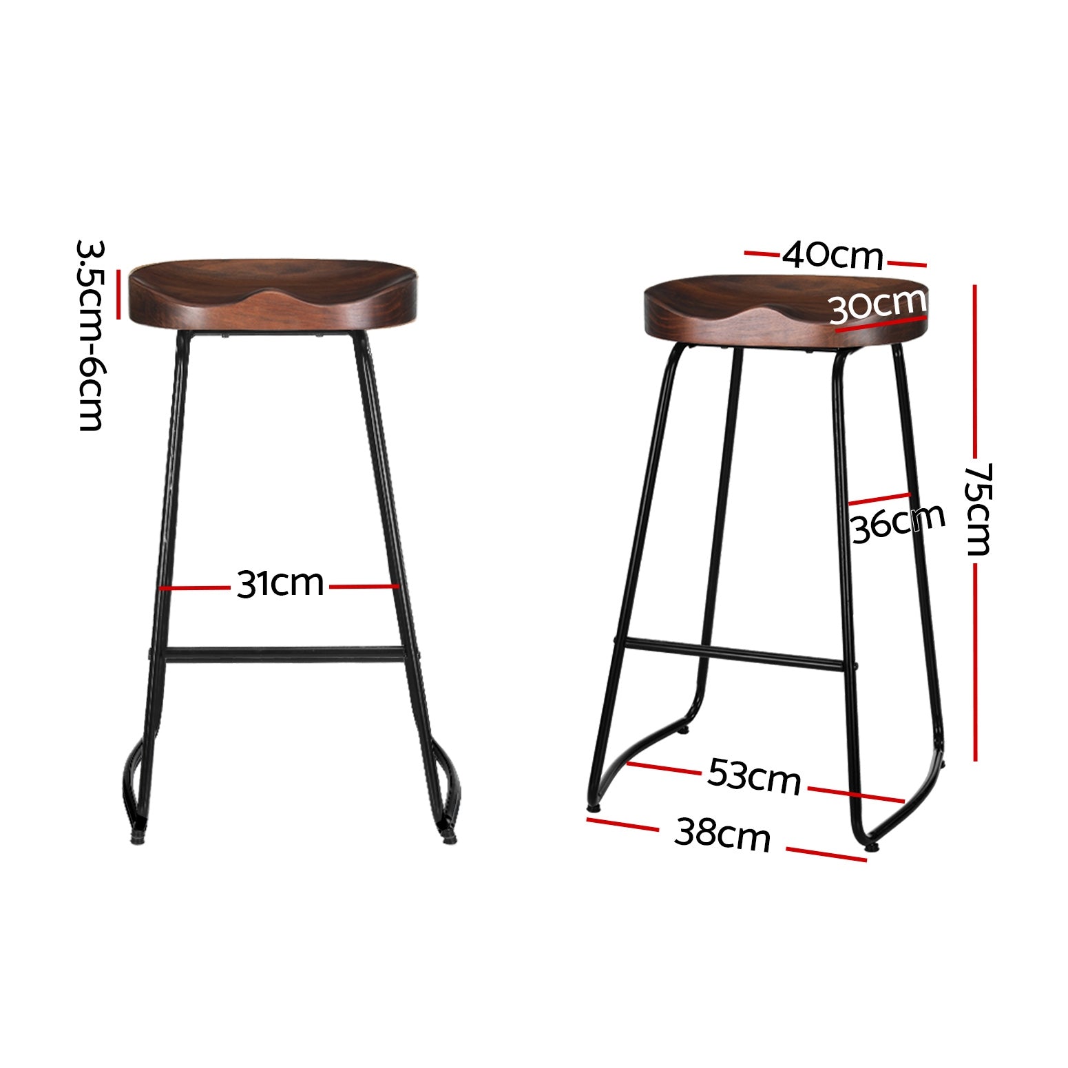 Table & Bar Stools: Artiss 2x Bar Stools Tractor Seat 75cm Black