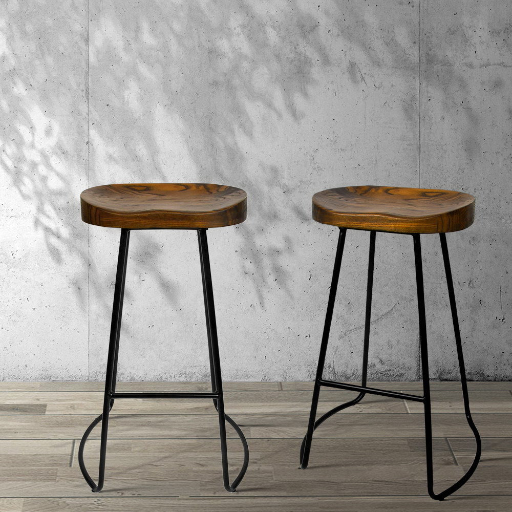 Table & Bar Stools: Artiss 2x Bar Stools Tractor Seat 75cm Black