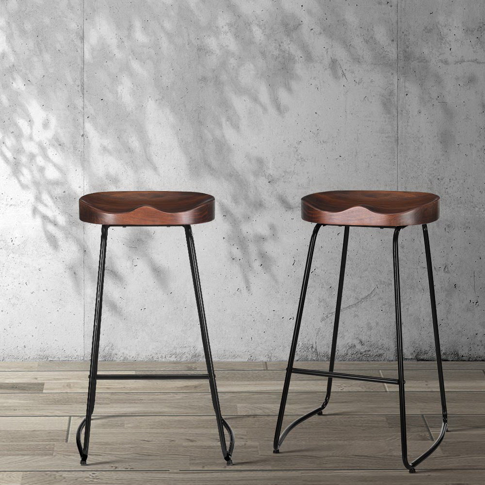 Table & Bar Stools: Artiss 2x Bar Stools Tractor Seat 75cm Black
