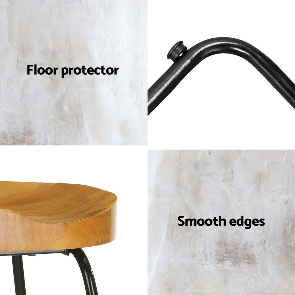 Table & Bar Stools: Artiss 2x Bar Stools Tractor Seat 65cm Wooden