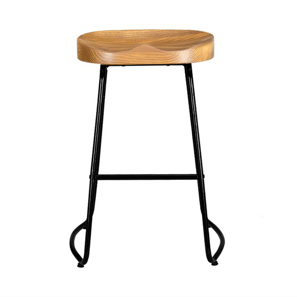 Table & Bar Stools: Artiss 4x Bar Stools Tractor Seat 65cm Wooden