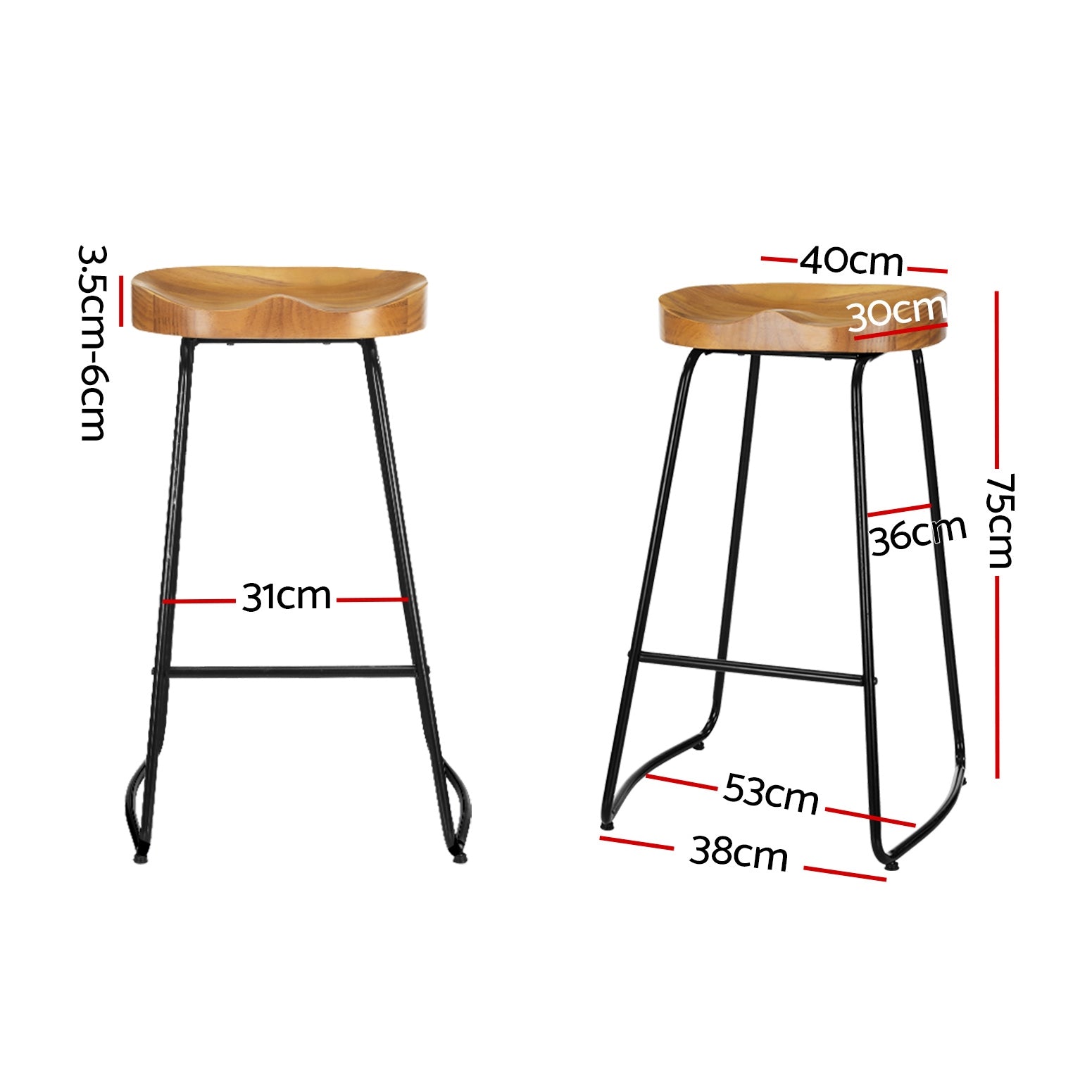 Table & Bar Stools: Artiss 2x Bar Stools Tractor Seat 75cm Wooden