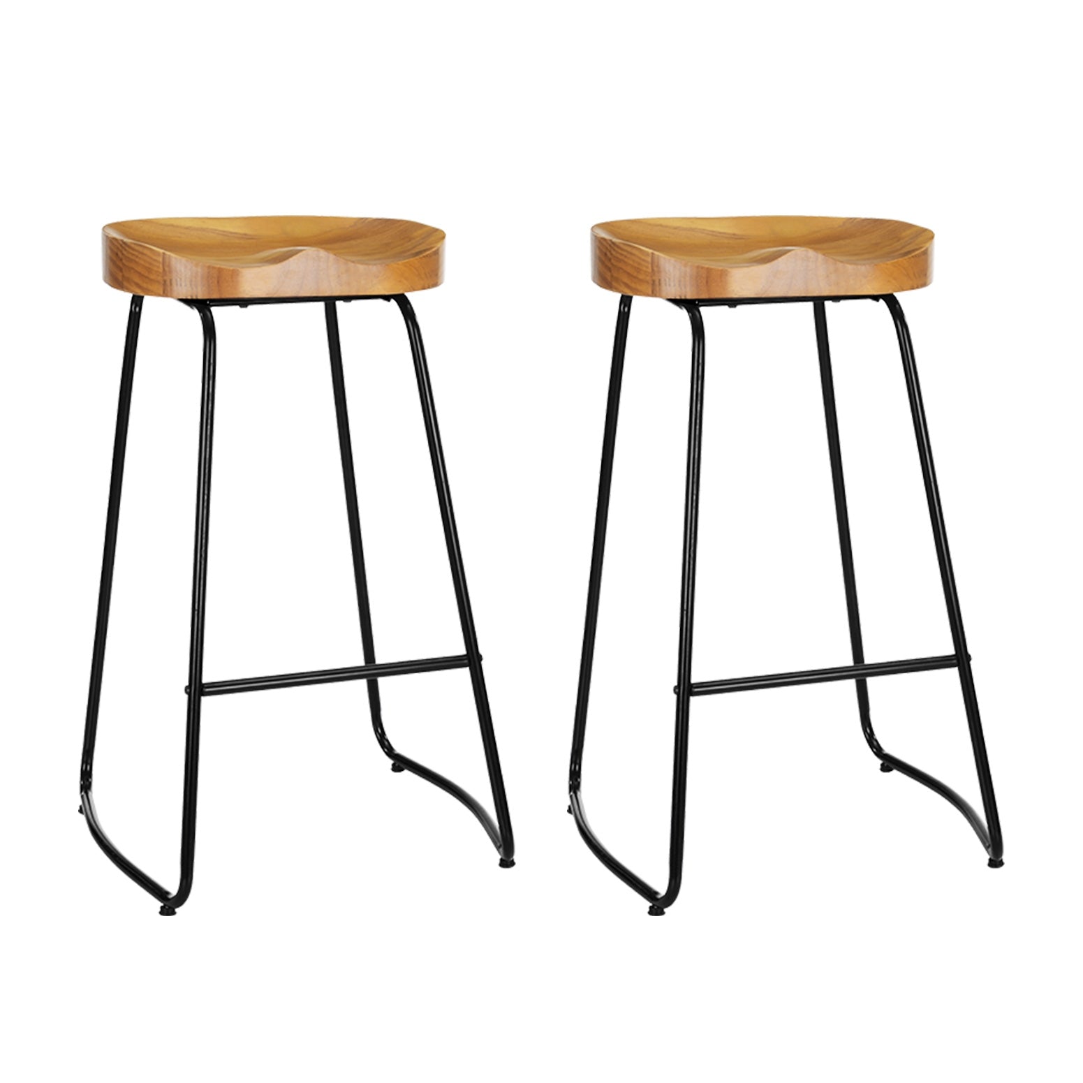 Table & Bar Stools: Artiss 2x Bar Stools Tractor Seat 75cm Wooden