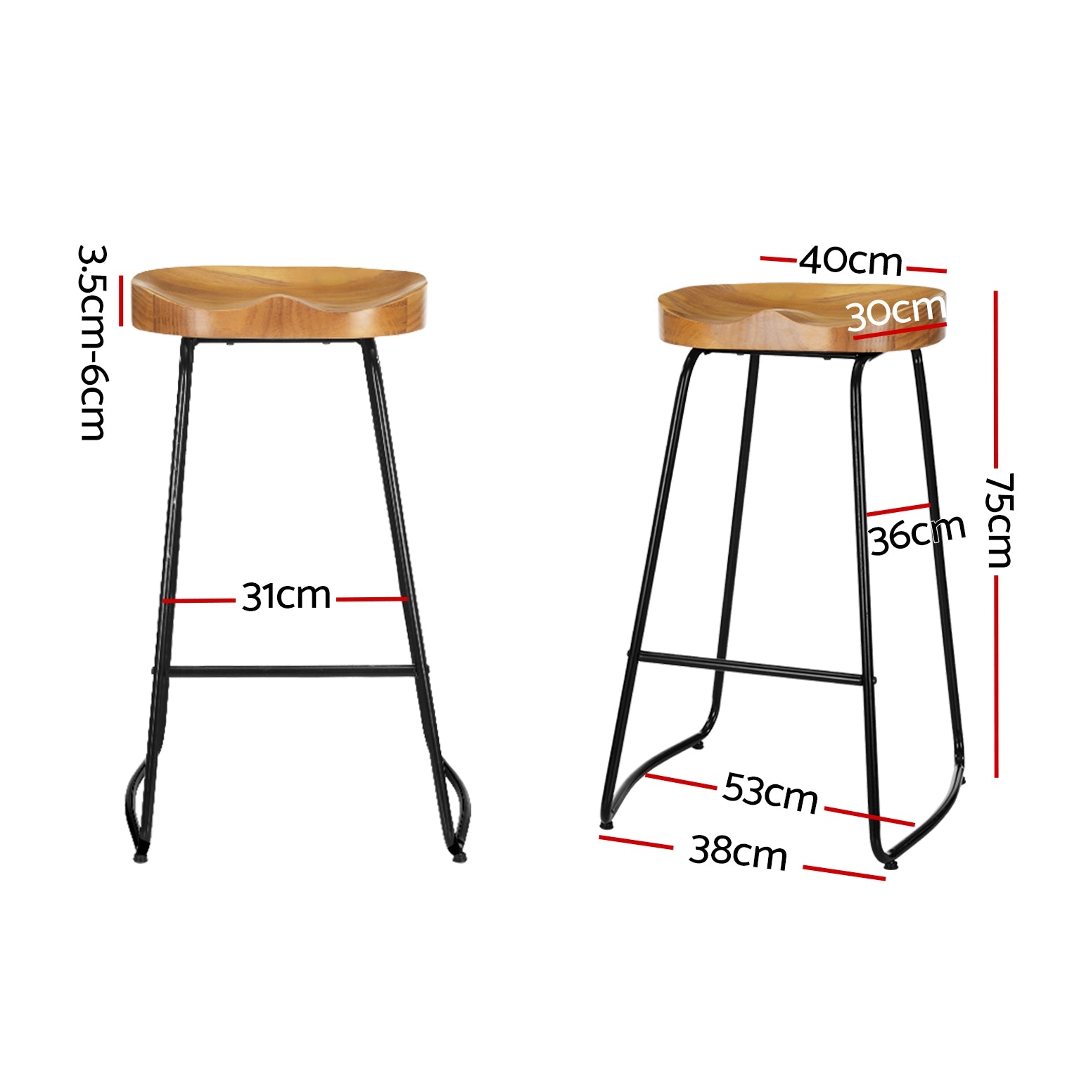 Table & Bar Stools: Artiss 4x Bar Stools Tractor Seat 75cm Wooden