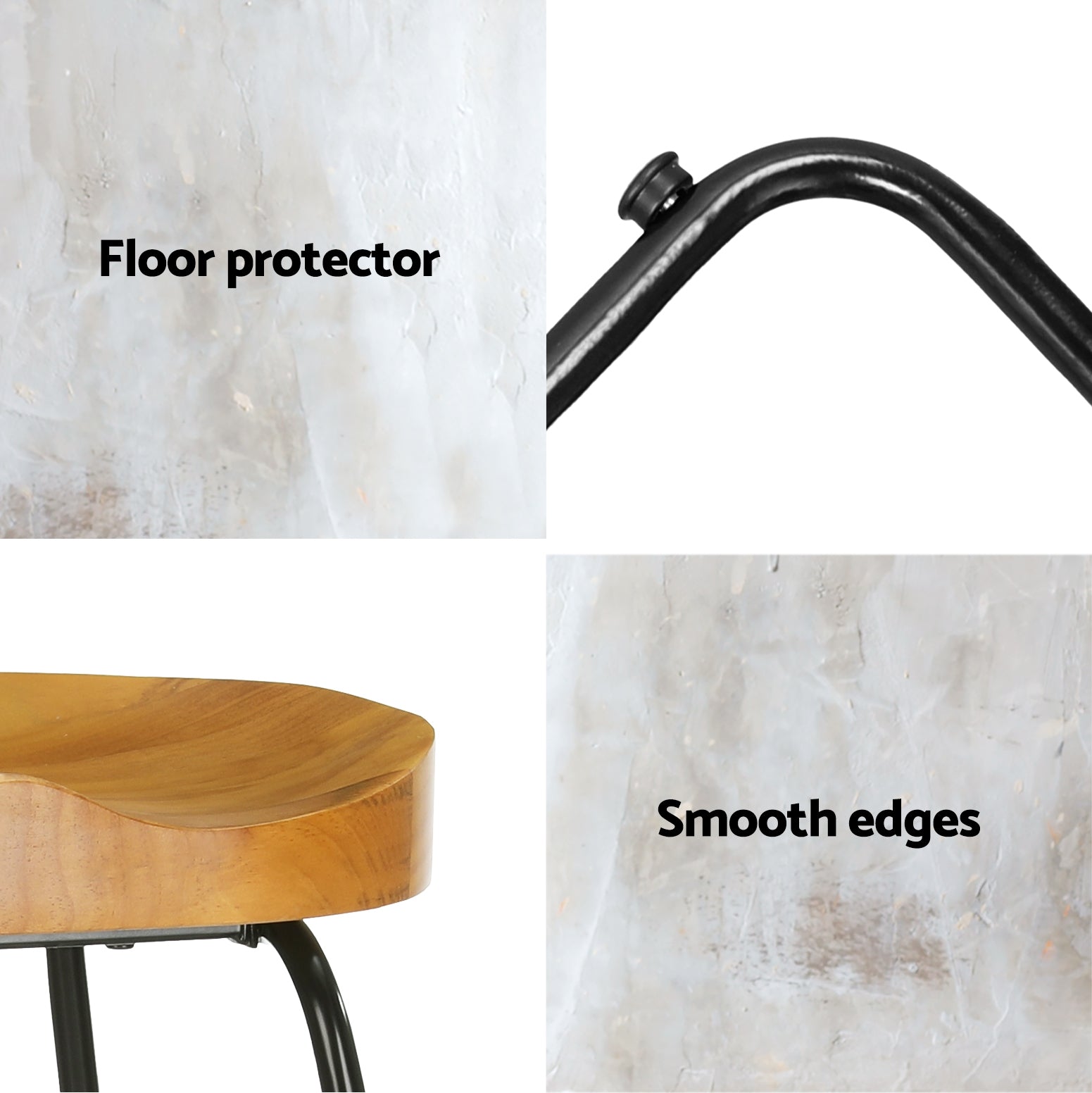 Table & Bar Stools: Artiss 4x Bar Stools Tractor Seat 75cm Wooden