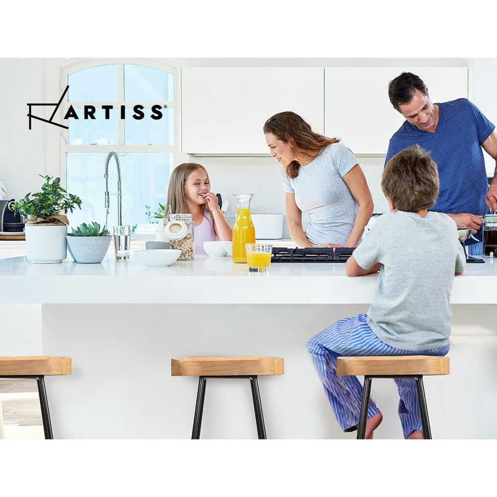 Table & Bar Stools: Artiss 4x Bar Stools Tractor Seat 75cm Wooden