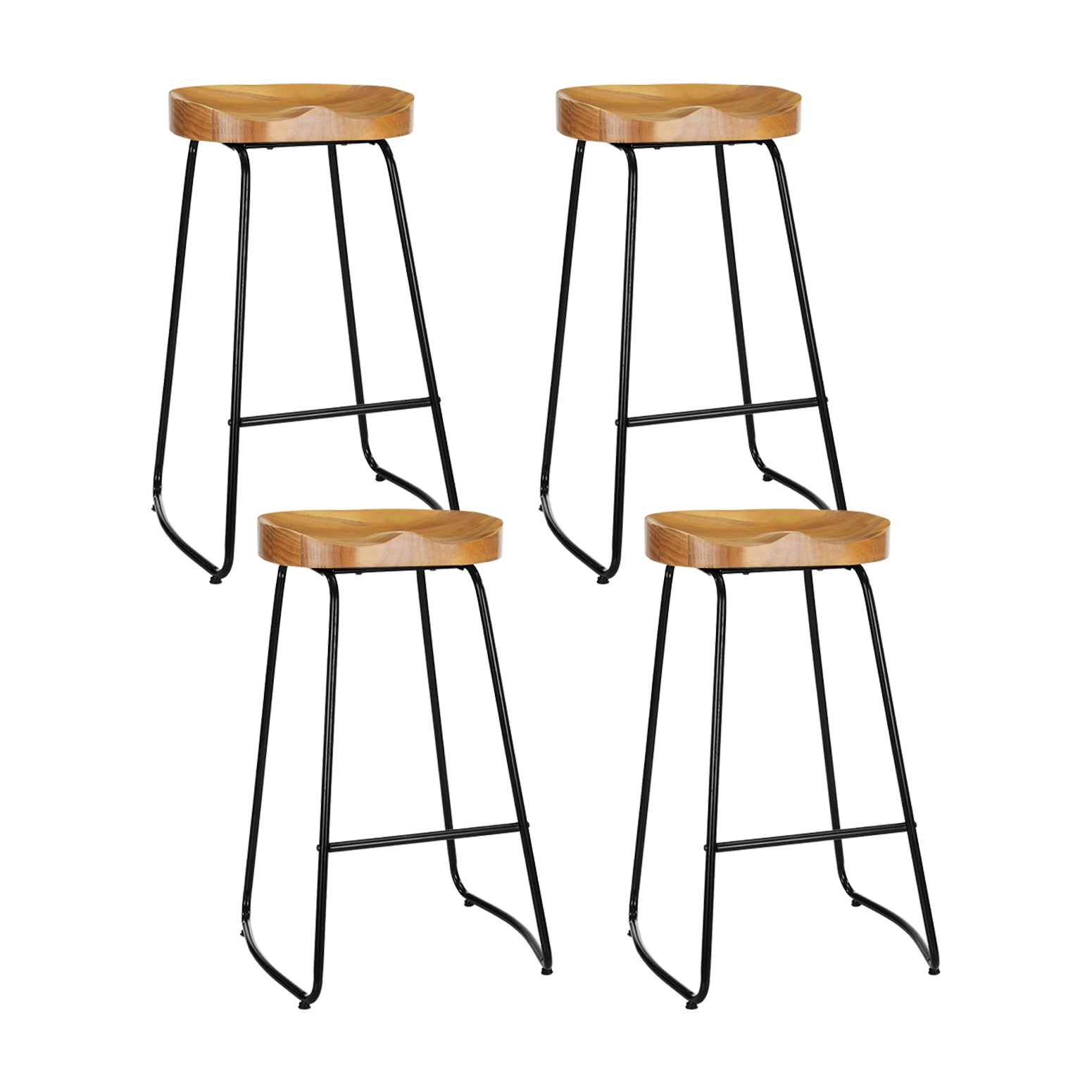 Table & Bar Stools: Artiss 4x Bar Stools Tractor Seat 75cm Wooden