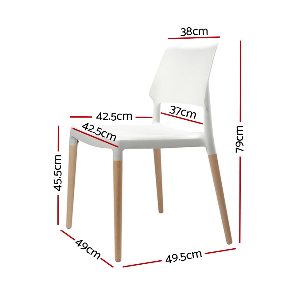 Kitchen & Dining Chairs: Artiss Dining Chairs Set of 4 Plastic Wooden Stackable White