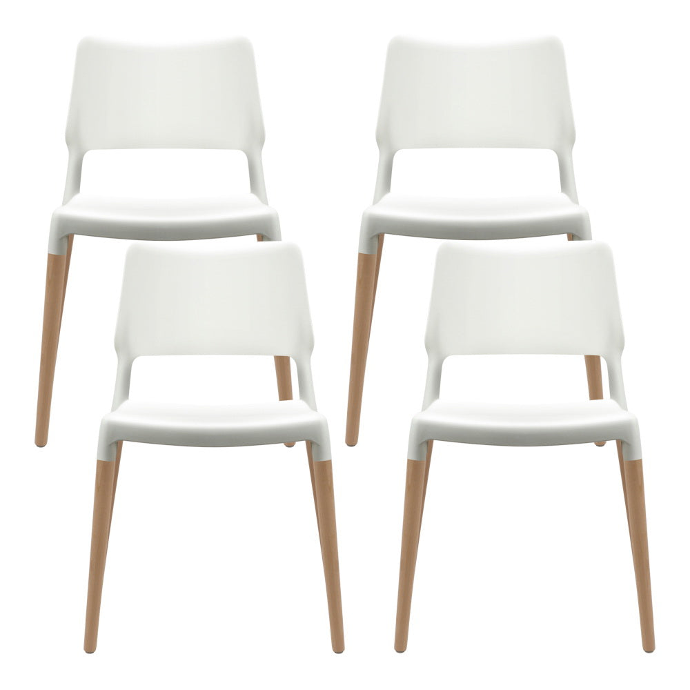 Kitchen & Dining Chairs: Artiss Dining Chairs Set of 4 Plastic Wooden Stackable White