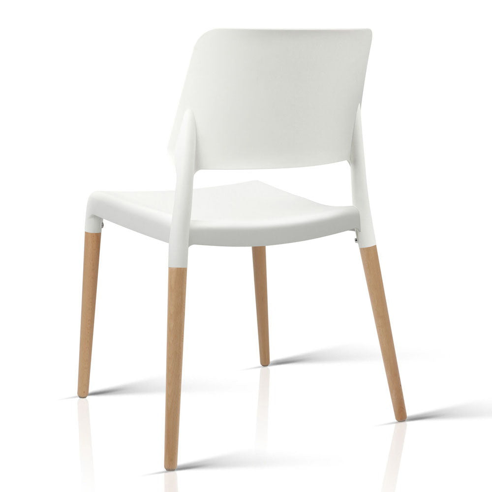 Kitchen & Dining Chairs: Artiss Dining Chairs Set of 4 Plastic Wooden Stackable White