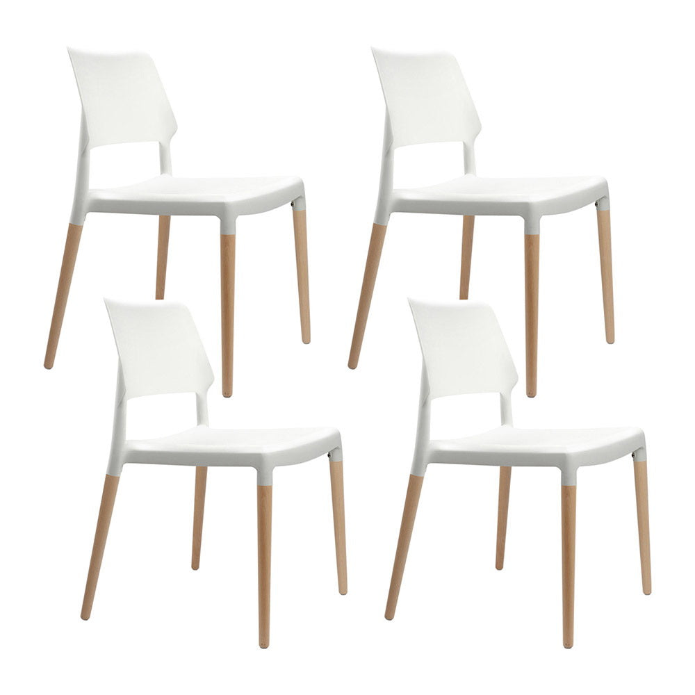 Kitchen & Dining Chairs: Artiss Dining Chairs Set of 4 Plastic Wooden Stackable White