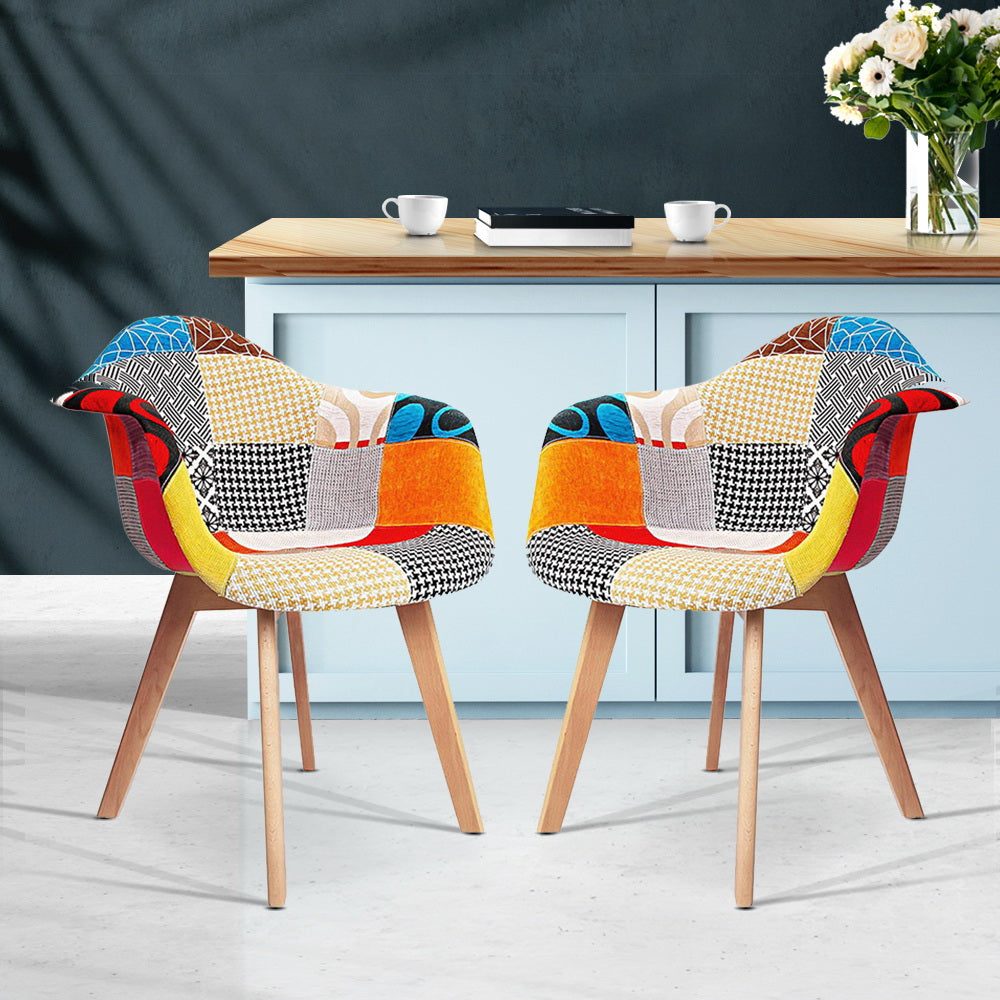 Kitchen & Dining Chairs: Artiss Dining Chairs Set of 2 Fabric Retro Replica DSW