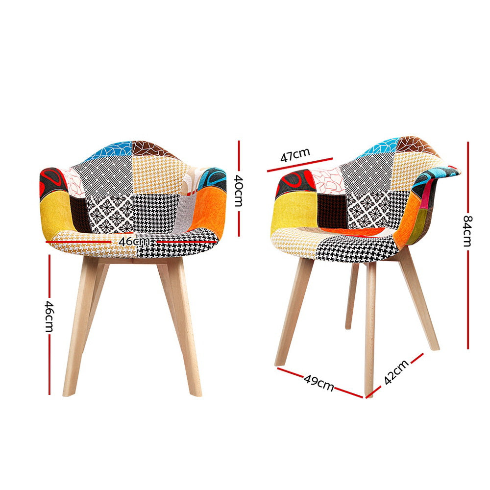 Kitchen & Dining Chairs: Artiss Dining Chairs Set of 2 Fabric Retro Replica DSW