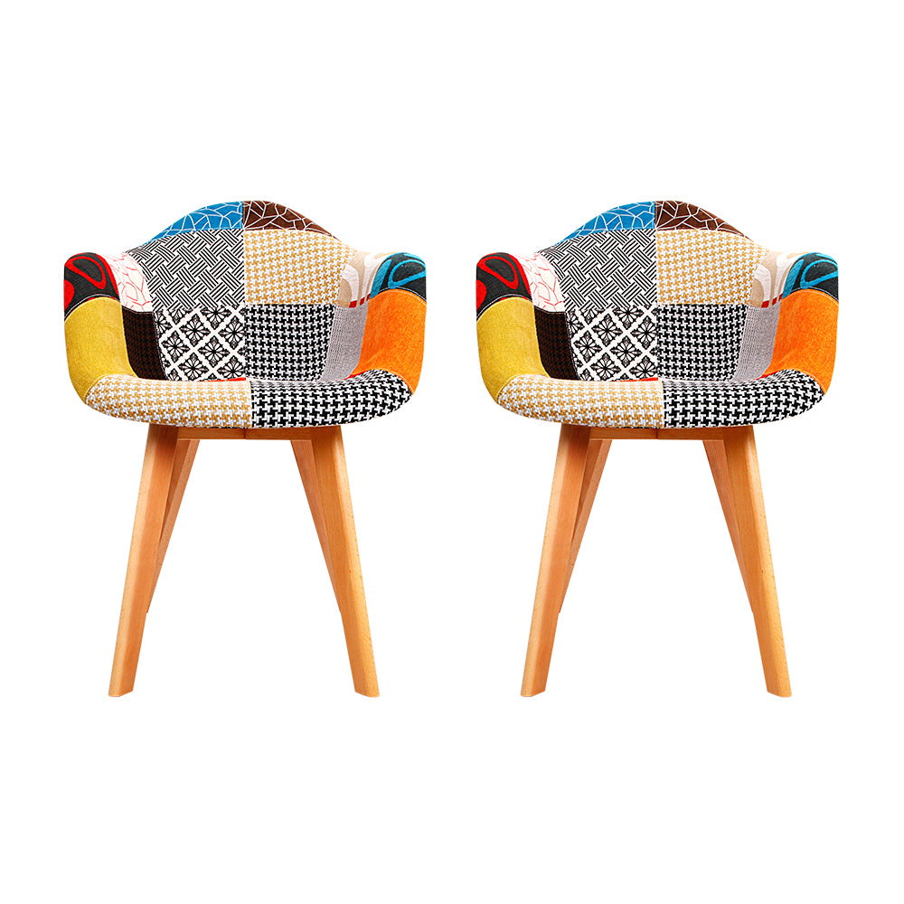 Kitchen & Dining Chairs: Artiss Dining Chairs Set of 2 Fabric Retro Replica DSW