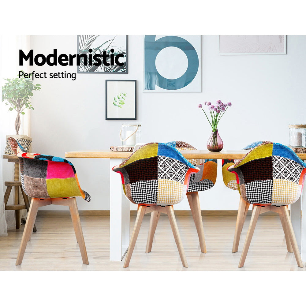 Kitchen & Dining Chairs: Artiss Dining Chairs Set of 2 Fabric Retro Replica DSW