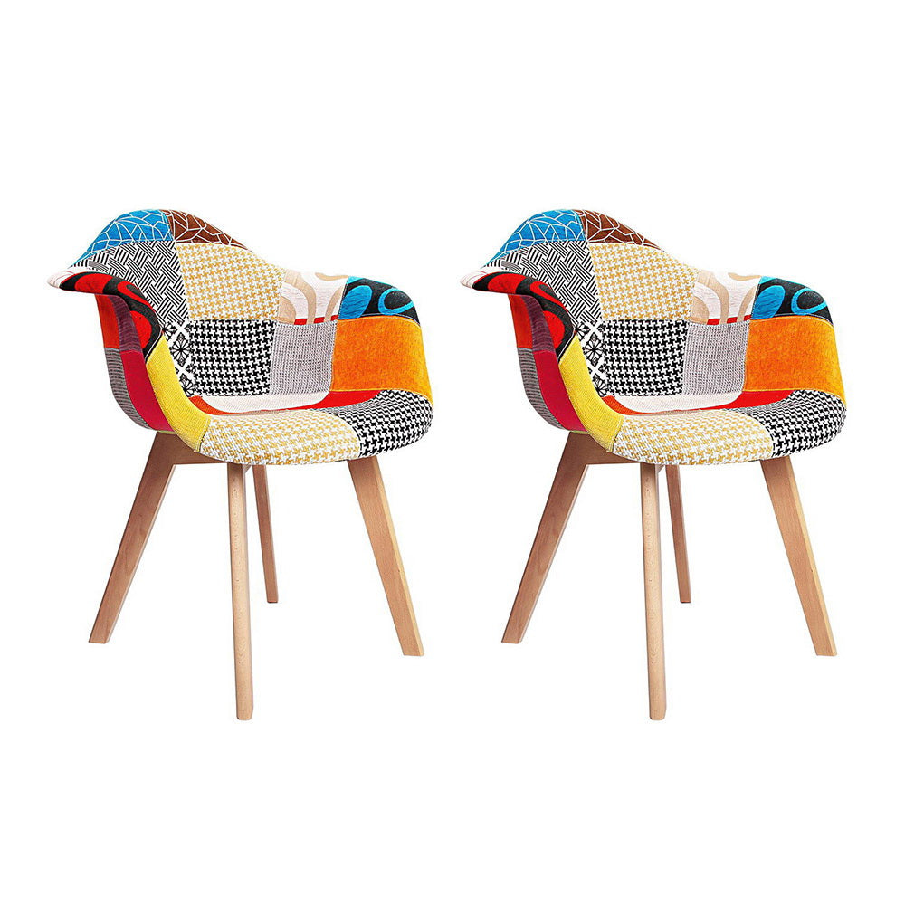 Kitchen & Dining Chairs: Artiss Dining Chairs Set of 2 Fabric Retro Replica DSW
