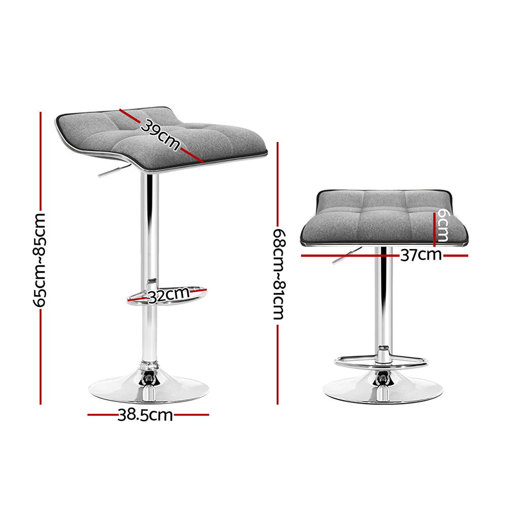 Table & Bar Stools: Artiss 2x Bar Stools Linen Padded Gas Lift