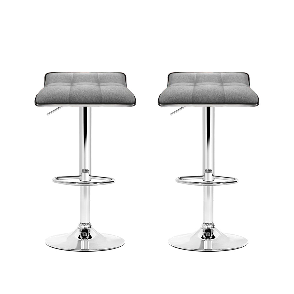 Table & Bar Stools: Artiss 2x Bar Stools Linen Padded Gas Lift