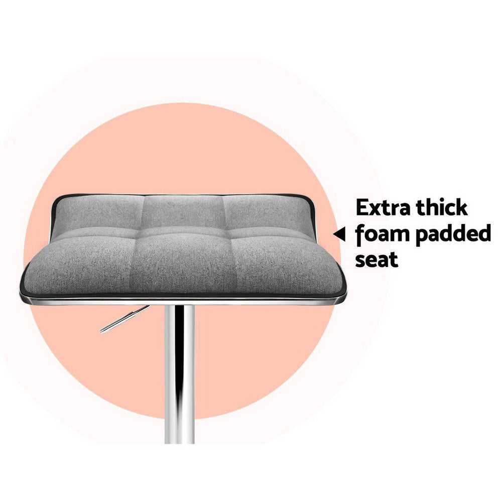 Table & Bar Stools: Artiss 2x Bar Stools Linen Padded Gas Lift