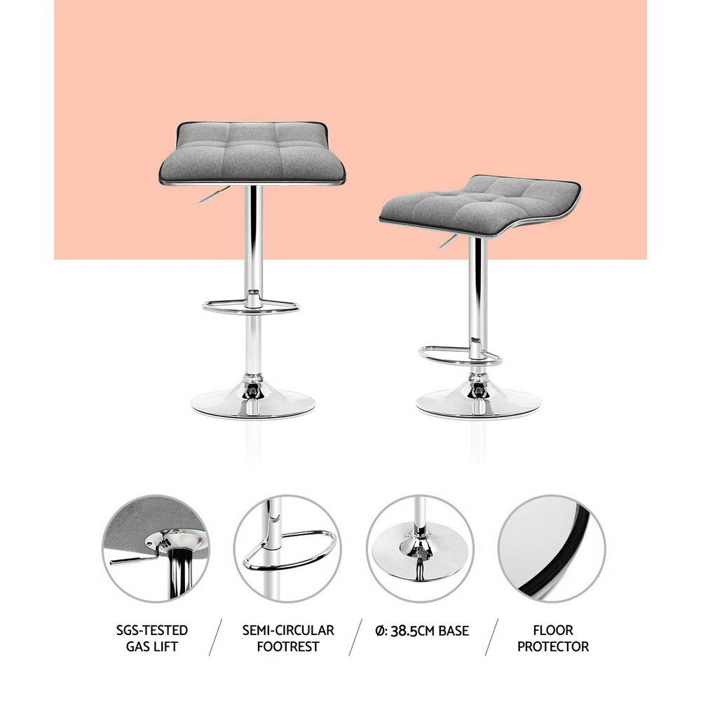 Table & Bar Stools: Artiss 2x Bar Stools Linen Padded Gas Lift