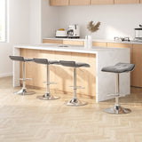 Table & Bar Stools: Artiss 4x Bar Stools Linen Padded Gas Lift