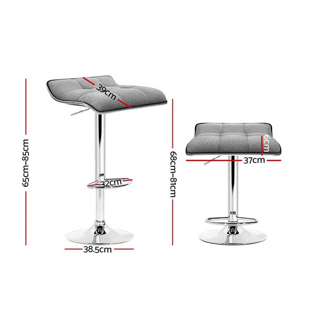 Table & Bar Stools: Artiss 4x Bar Stools Linen Padded Gas Lift