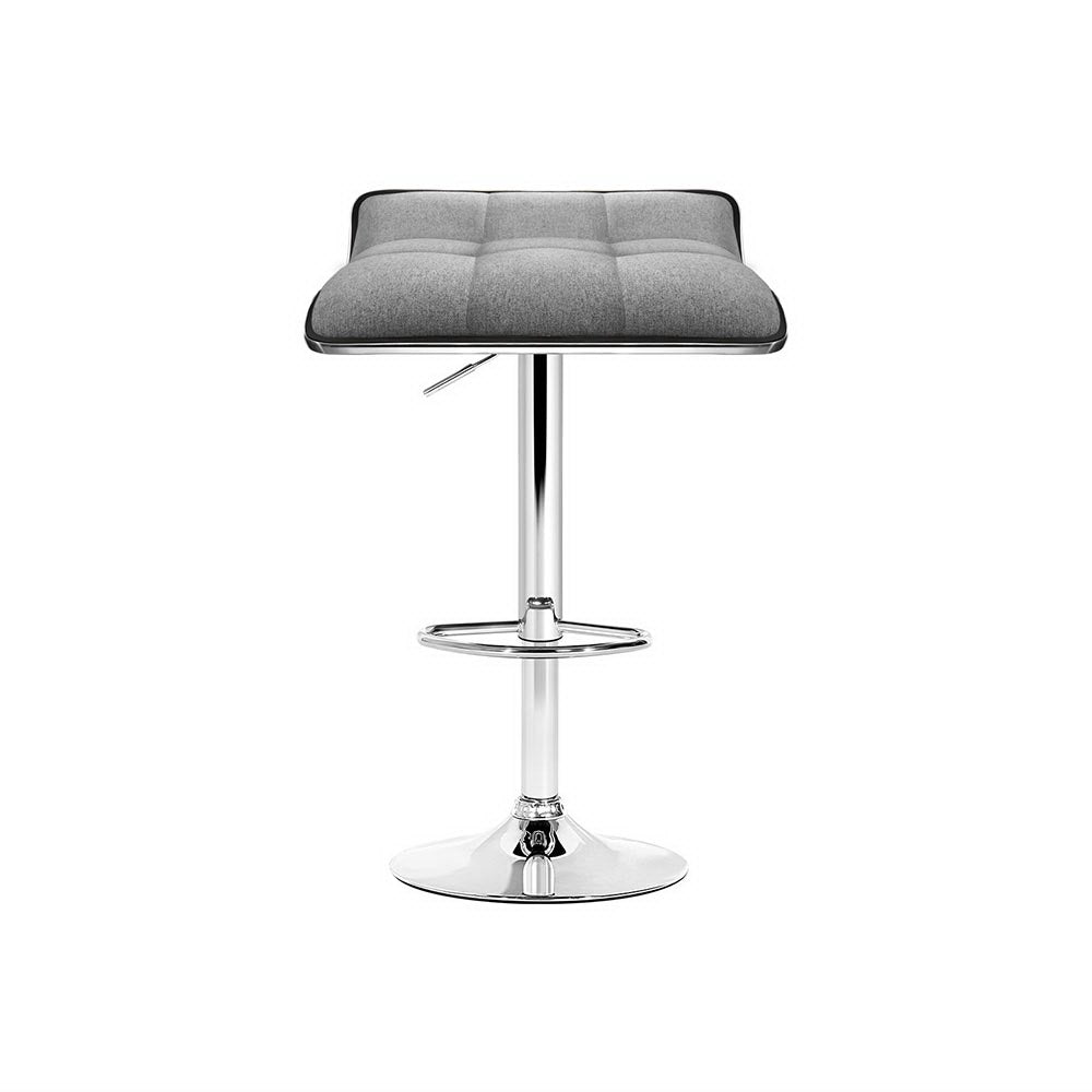 Table & Bar Stools: Artiss 4x Bar Stools Linen Padded Gas Lift