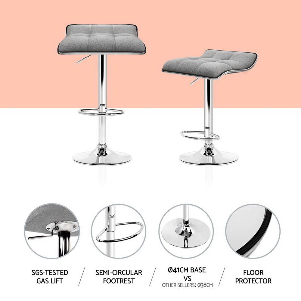 Table & Bar Stools: Artiss 4x Bar Stools Linen Padded Gas Lift